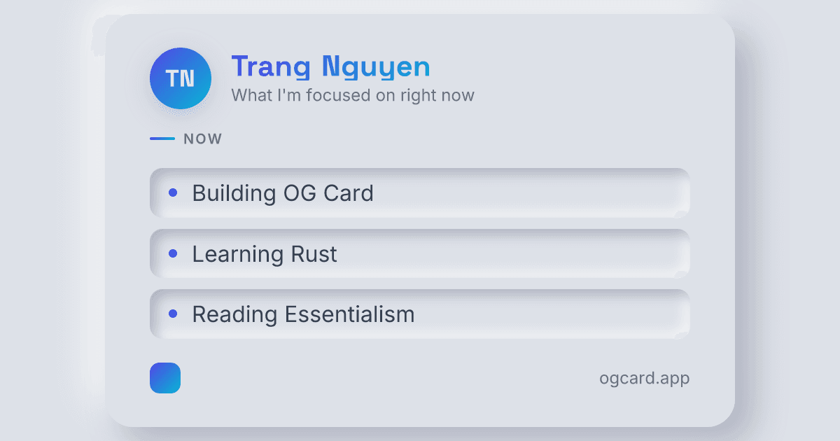 Now / Status template